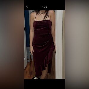 Chic Burgundy Strapless Dress Sz Md